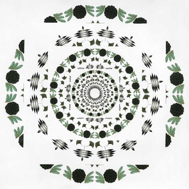 TEMPLE, 2021 • 29”x 29” • Pigments & Arabic gum on handmade Sanganer paper