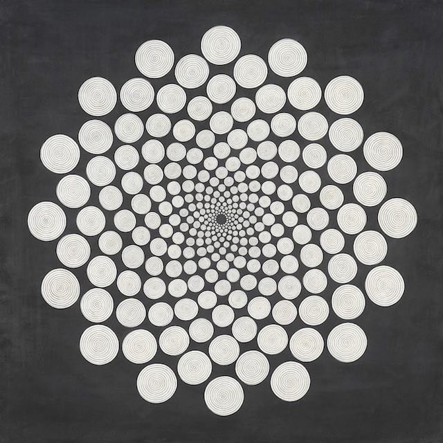 Churning II, 2015 • Pigment and Arabic gum on handmade Sanganer paper 36”x36”