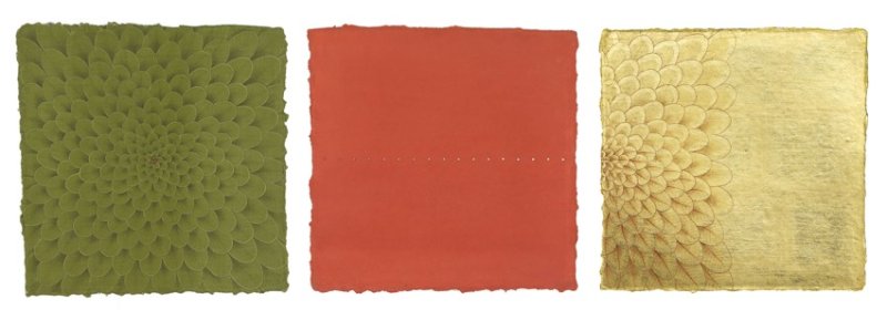 Essence, 2012 • Pigment, Arabic gum and gold leaf on handmade Sanganer paper 32” x 10 ½ ”