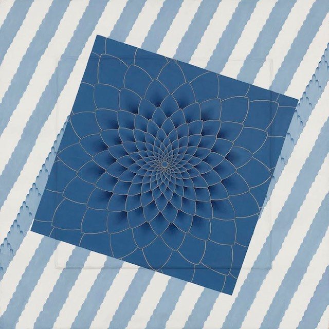 Blue Himalaya, 2015 • Pigment, Arabic gum and gold on handmade Sanganer paper 27”x 27”